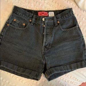black denim shorts